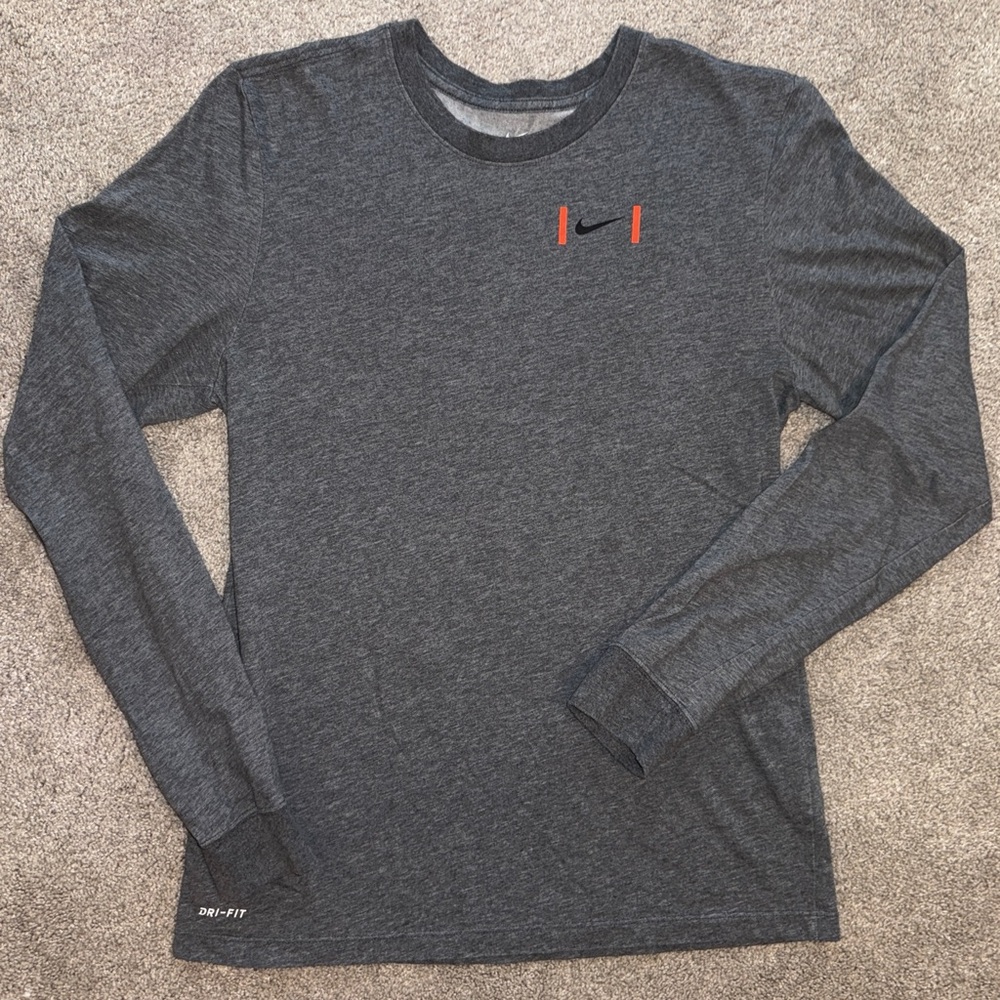Like New Nike Men's Dri-FIT Brotherhood Football Dk Gray/Black/Orange LS Tee, M